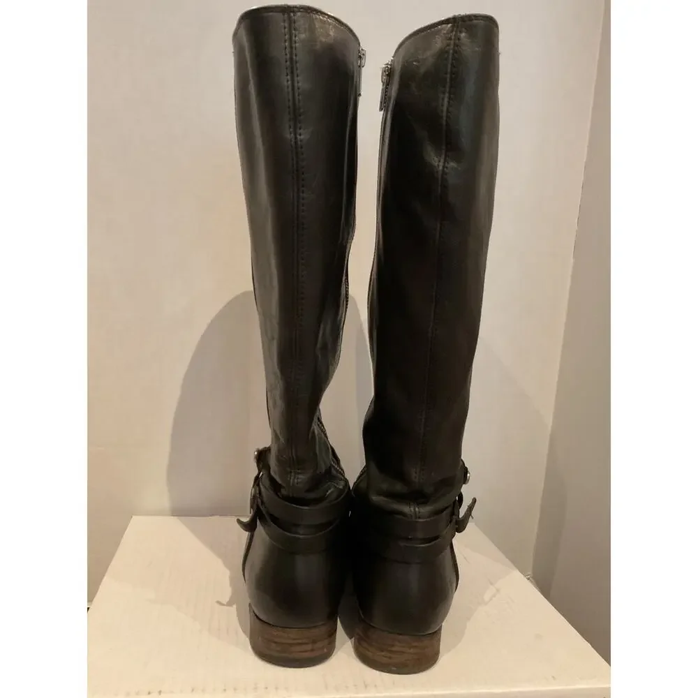 Frye - Melissa Harness - Black Leather Tall Riding Boots - Mexico - size 11B